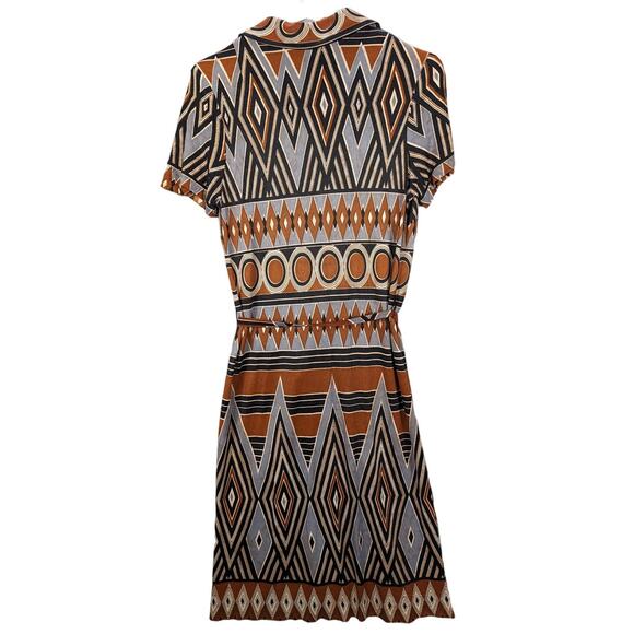 Vintage Dress Womens 10 Medium Geometric Brown Black 1970s Retro Boho READ - Picture 2 of 12